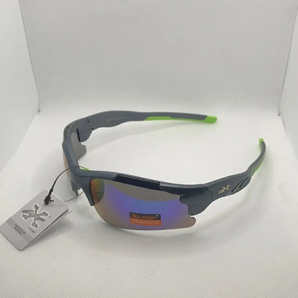 X-Loop Mens Wrap Around Semi Rimless Mirrored Lens
